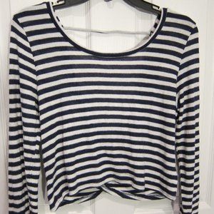 aerie Striped Open Back Crop Sweater